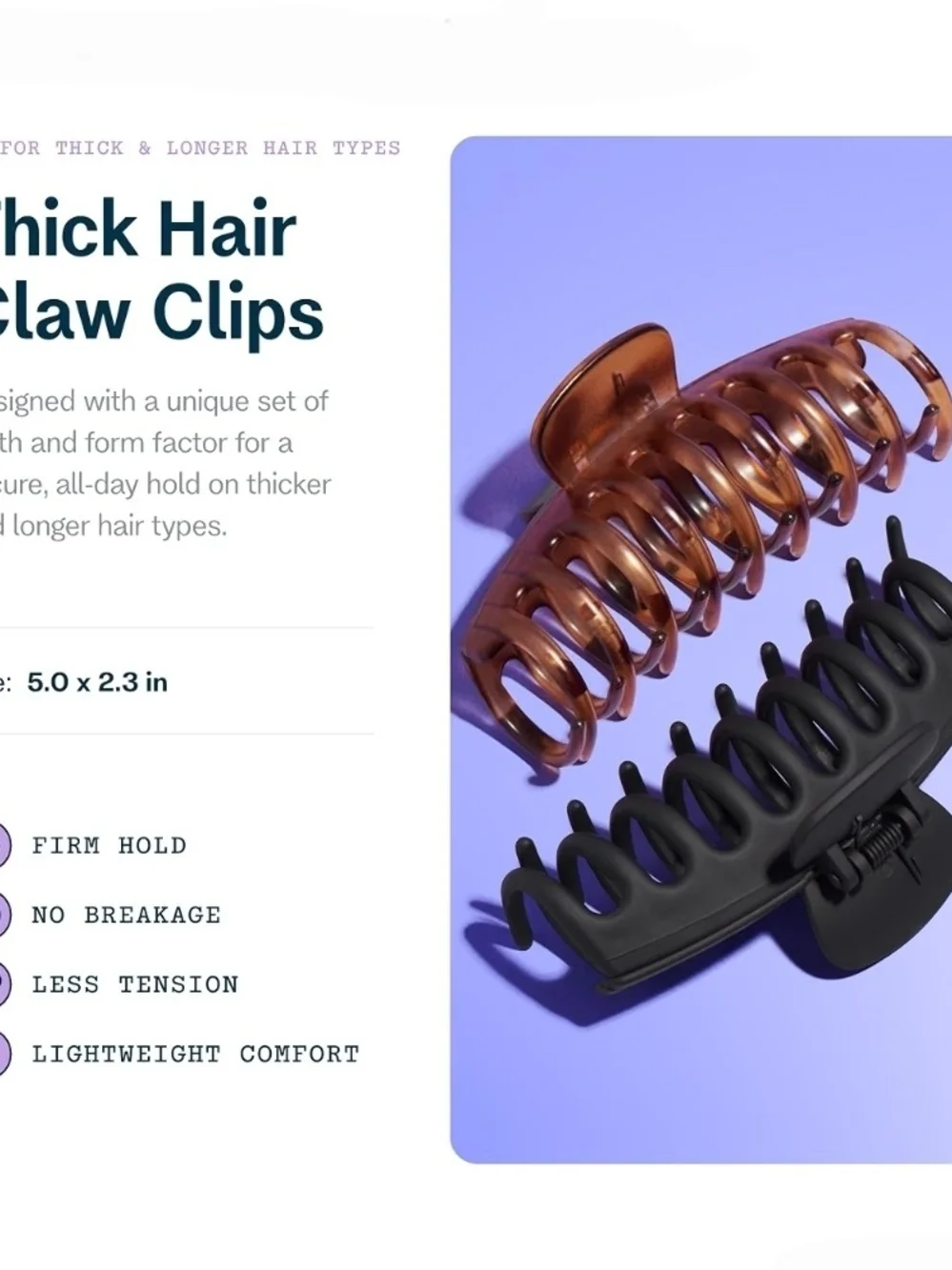 Thick Hair Claw Clips - Blue & Nude (2-Pack) BNIB